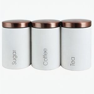 Essential White and Bronze Kitchen Canister 3 Pc Set